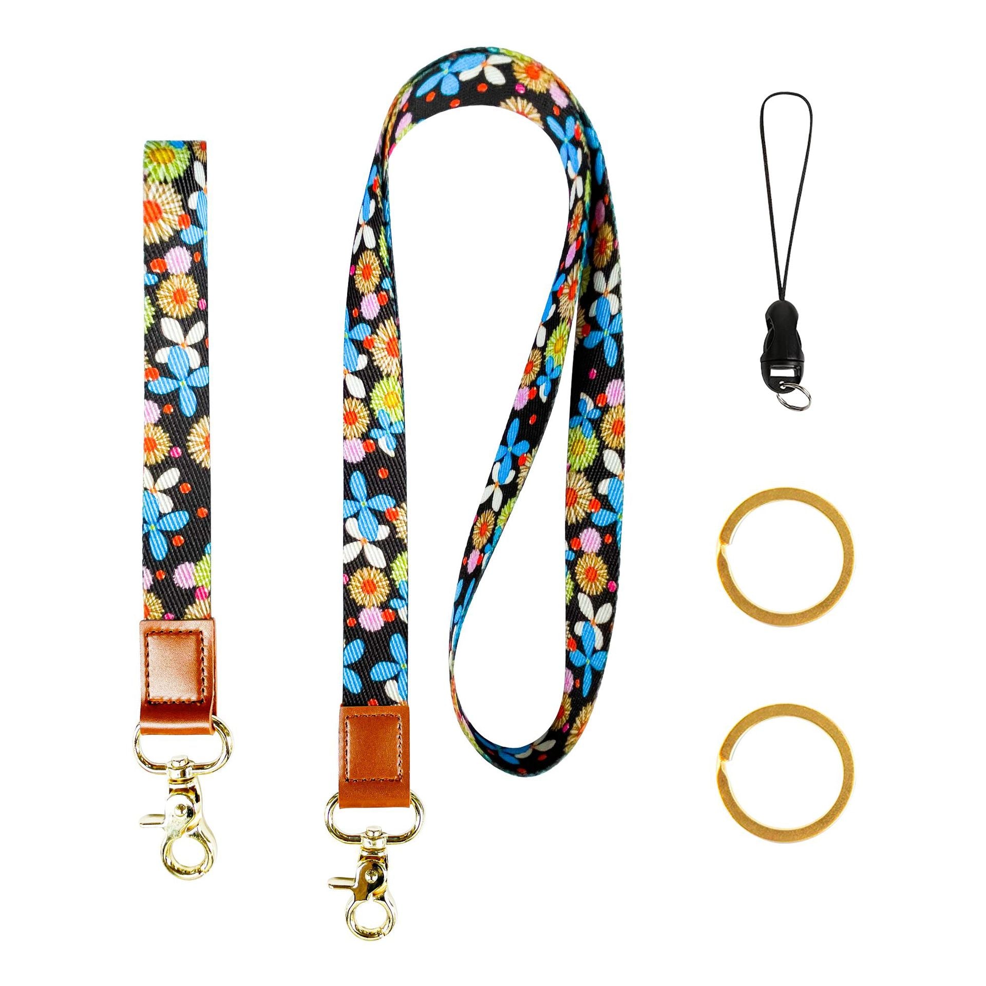 Wholesale Polyester Leopard Lanyard Keychain